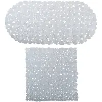 MSV Douche/bad anti-slip matten set badkamer - pvc - 2x stuks - transparant - 2 formaten - Badmatjes