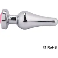 Erotic Treasure Zilveren puntige butt plug met steen - Maat L