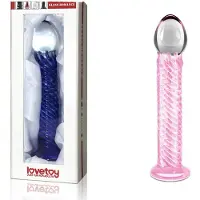 Erotic Treasure Glazen Dildo licht gebogen model Geribbelde schacht
