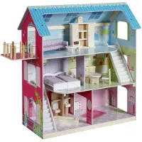 Roba Poppenhuis Holzspielzeug, Puppenvilla inclusief 16 poppenmeubels