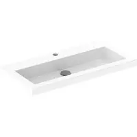 Saqu Slimline Square 2.0 wastafelblad 1 kraangat 80x40cm Wit
