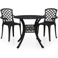 vidaXL 3-delige Bistroset gietaluminium zwart