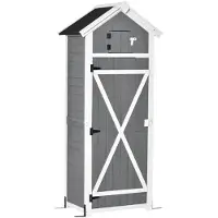 Zenzee Tuinkast hout - Tuinkast - Opbergkasten met deuren - Tuinhuis - Tuinschuur - Schuur voor gereedschap - Grijs - 78 x...