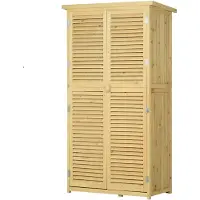 Zenzee Tuinkast hout - Opbergkasten met deuren - Tuinhuis - Tuinschuur - Schuur voor gereedschap - 87 x 46,5 x 160 cm