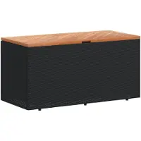 vidaXL Tuinbox 110x50x54 cm poly rattan en acaciahout zwart