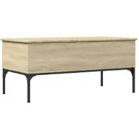 vidaXL Salontafel 100x50x45 cm bewerkt hout en metaal sonoma eiken