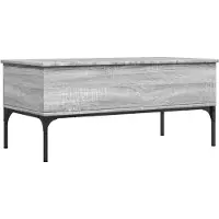 vidaXL Salontafel 100x50x45 cm bewerkt hout en metaal grijs sonoma