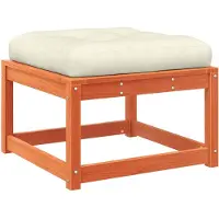 DKD Home Decor Tuinvoetenbank met kussen massief grenenhout wasbruin