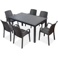 BICA Antraciet kunststof rotan meubelset Houston/Indiana voor 6 personen
