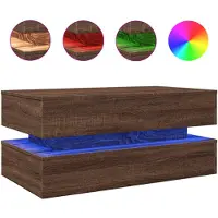 DKD Home Decor Salontafel met LED-verlichting 90x50x40 cm bruin eikenkleur