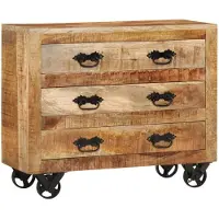 vidaXL Dressoir met 3 lades 80x30x65 cm massief ruw mangohout
