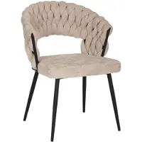 Livin24 Eetkamerstoel Braid chenille beige