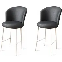 Skye Decor , Uras - Anthraciet, Wit, Set van 2 barkrukken, 100% metaal, antraciet, 46 x 40 x 107 cm