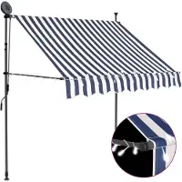 Super Merchant Luifel handmatig uitschuifbaar met LED 100 cm blauw en wit
