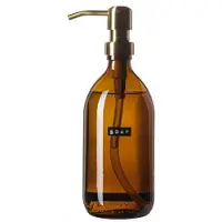 Wellmark Handzeep bruin glas messing pomp 500ml tekst SOAP Zwart label 8720165018055