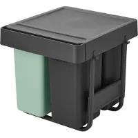 Brabantia Afvalscheidingsbak Sort & Go - Kunststof - Jade Green En Dark Grey - 40.4x48.1x39.6cm - 10+10+20l