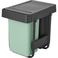 Brabantia Sort & Go Inbouw Prullenbak - 2 x 15 liter - Jade Green en Dark Grey