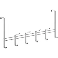 Metaltex - Kapstok voor stompe deur van 4 cm - zilvergrijs - 44,5x20,5 cm - 10 haken