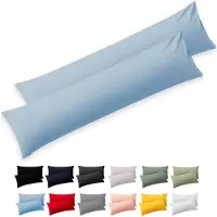 Blumtal - Set Van 2 Kussenslopen - Superzachte Premium Jersey Kussenhoes - 100% Katoen - 40 x 145 cm - Lichtblauw