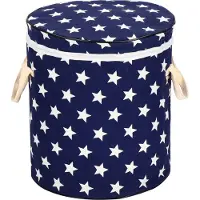 Springos Opbergmand - Speelgoedmand - Kledingmand - Organizer - Deksel - Sterren - Handvatten - Blauw