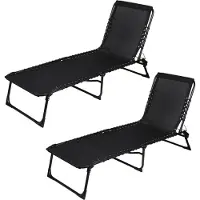 Urban Living “LE PLAYA” set van 2 ligbedden zwart 187 x 56 x H26/85 cm
