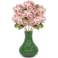 Emerald Kunstbloem hortensia tak - 8x - Challenge - 47 cm - roze - kunst zijdebloem - Hydrangea
