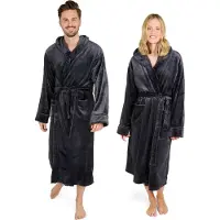 Blumtal Badjas Unisex - Dames en Heren Badjas - Fleece Badjas met Capuchon - met Zakken - Antraciet - Maat L