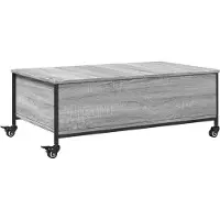 vidaXL - Salontafel - met wielen - 91x55x34 - cm - bewerkt hout - grijs - sonoma
