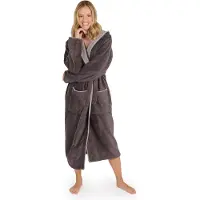 Blumtal Badjas Katoen Dames - Katoenen Badjas - Zachte Badjas - Met Capuchon - Fluweelzachte Badstof - Oeko-TEX Gecertficeerd - Antraciet - Maat M