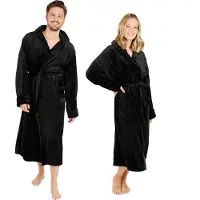 Blumtal Badjas Unisex - Dames en Heren Badjas - Fleece Badjas met Capuchon - met Zakken - Zwart - Maat XXXL