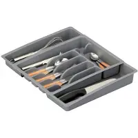 Zeller uitschuifbare bestekbak - grijs - inzetbak - 29 tot 50 x 38 cm - Keukenlade indeler - kunststof