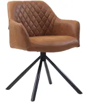 Livin24 Industriële eetkamerstoel Dex draaibaar cognac eco-leer