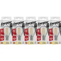 Energizer energiezuinige filament Led kogellamp - E14 - 5 Watt - warmwit licht - dimbaar - 5 stuks