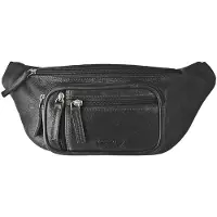 Landley Ruime Leren Heuptas - Buideltas - Dames / Heren / Unisex - Antique Vintage Pull-up Leer - Zwart