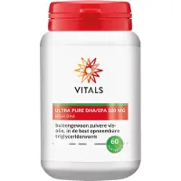 Vitals Ultra Pure DHA/EPA 500 mg - 60 softgels - omega 3. Bij uitstek geschikt voor zwangeren, bij borstvoeding en voor 50+. Buitengewoon zuivere visolie, in de best opneembare triglyceridenvorm.