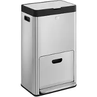 Hoppa! Songmics Keukenafvalbak Volume Van 2 X 17 L En 26 L Afvalbak Met 3 Compartimenten Voor Algemeen Afval Voedselverspilling En Recycling