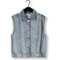 Vingino gilet Taira light vintage Blauw Meisjes Denim Klassieke kraag Effen - maat 152