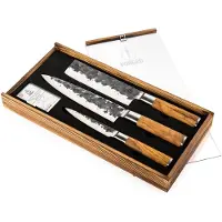 Forged Olive Messenset 3pcs - Koksmes, Hakbijl, Huishoudmes