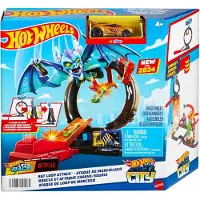 Hot Wheels City Aanval van de Vleermuis speelset met speelgoedauto in de schaal 1:64