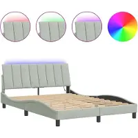 vidaXL Bedframe met LED zonder matras "Hanko" fluweel lichtgrijs 140x200 cm