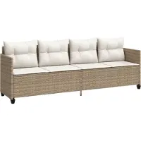 vidaXL - Ligbed - met - kussens poly - rattan - beige