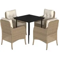 vidaXL 5-delige tuinset met kussens, beige, polyrotan