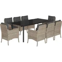 vidaXL 9-delige Tuinset met kussens poly rattan lichtgrijs