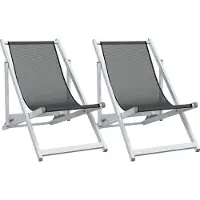 vidaXL Strandstoelen inklapbaar 2 st aluminium en textileen grijs