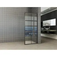 Mueller Black inloopdouche 90x200cm met zwarte profielen en handdoekhouder