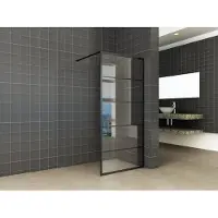 Wiesbaden Inloopdouche horizon 80x200 cm inclusief mat zwart raster en nano glas