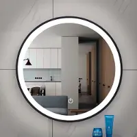 Wiesbaden Lista Nera Spiegel Rond Met LED Verlichting, Dimbaar 100 Cm Mat Zwart - Aluminium - Rond - Spiegels, Badkamerspiegels - 8720365812842