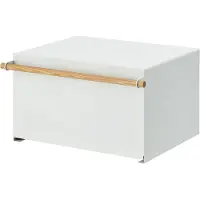 SmartaSaker Witte opbergdoos met houten handvat l43 cm