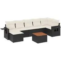 vidaXL 8-delige Loungeset met kussens poly rattan zwart