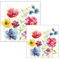 Ambiente servetten - voorjaarsbloemen aquarel - 2 pakjes 33x33cm en 25x25cm - roze blauw geel - voorjaar